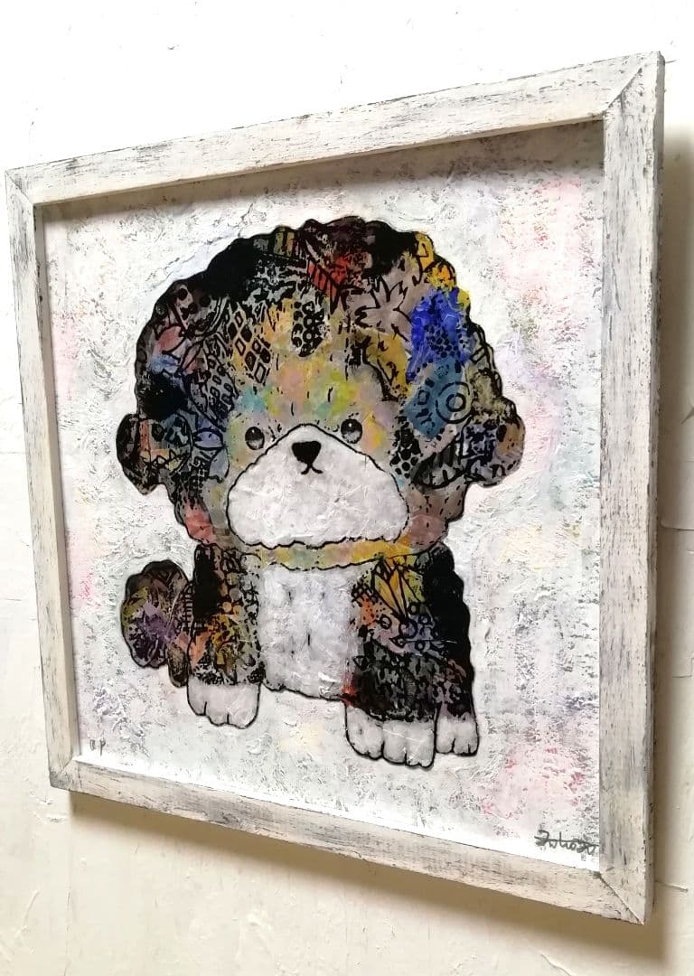 額付き銅版画応用絵画　title「ミラクルわんこ」3