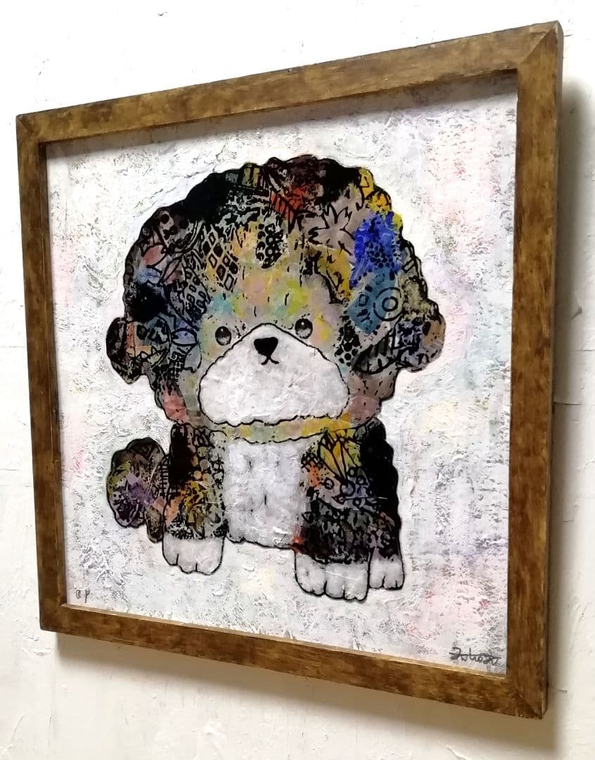 額付き銅版画応用絵画　title「ミラクルわんこ」3
