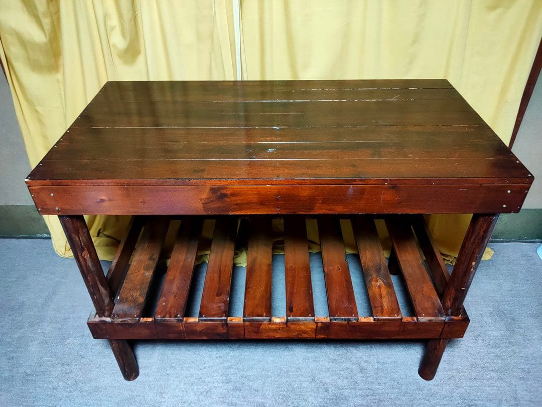 北欧家具 木製 アンティーク 大型作業台 テーブル 書斎デスク 収納 店什器展示