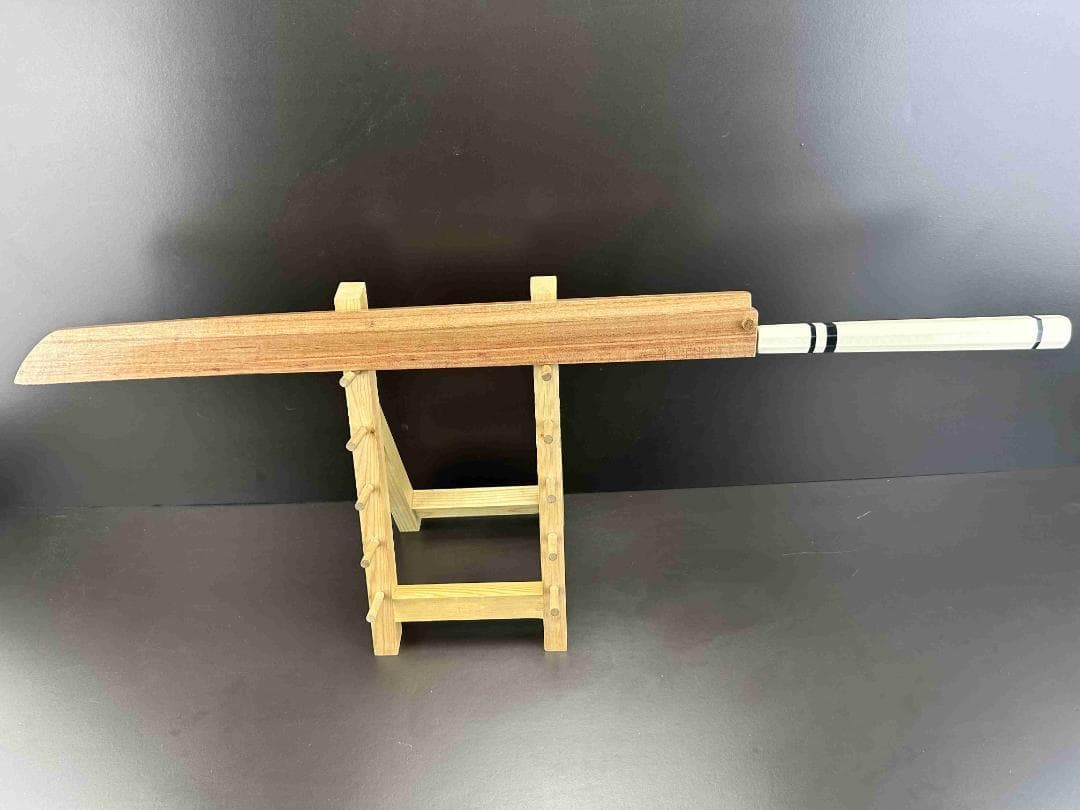 3295 マグロ包丁鞘付き 刃渡700mm 鮪包丁 反り 人工象牙三本黒巻八角柄