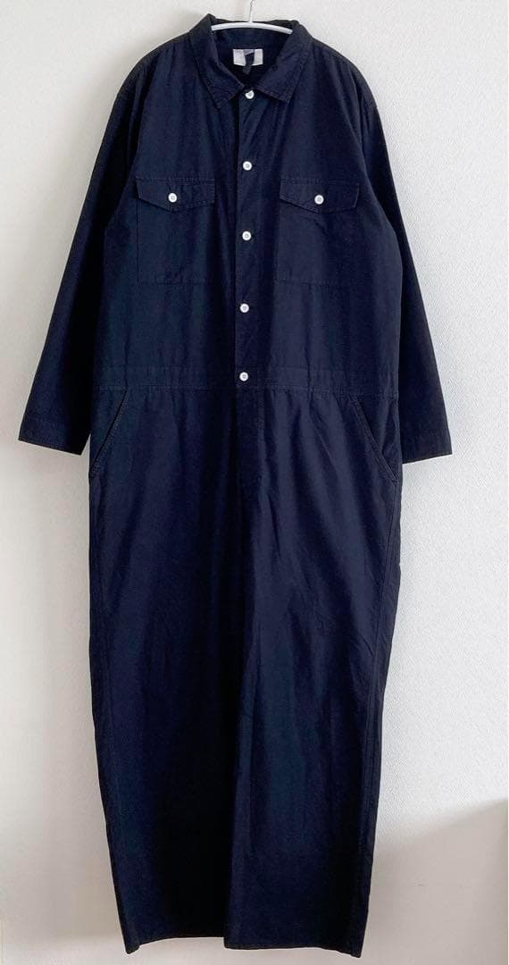 yarmo　コットン100％　オールインワン　つなぎ　黒　L　ヤーモ