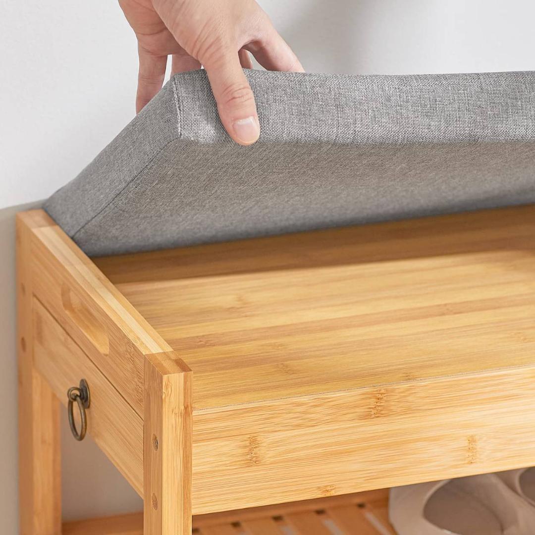 引き出し付きの玄関ベンチシューズラック