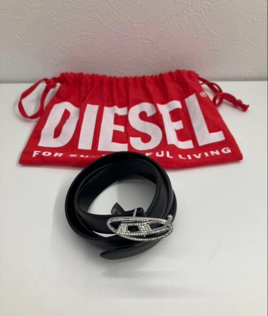 DIESEL ストーン レザー ベルト 75/30 専用袋付き
