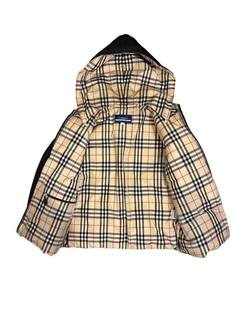 極美品 バーバリー ダウンジャケット フード 2way ノバチェック 黒