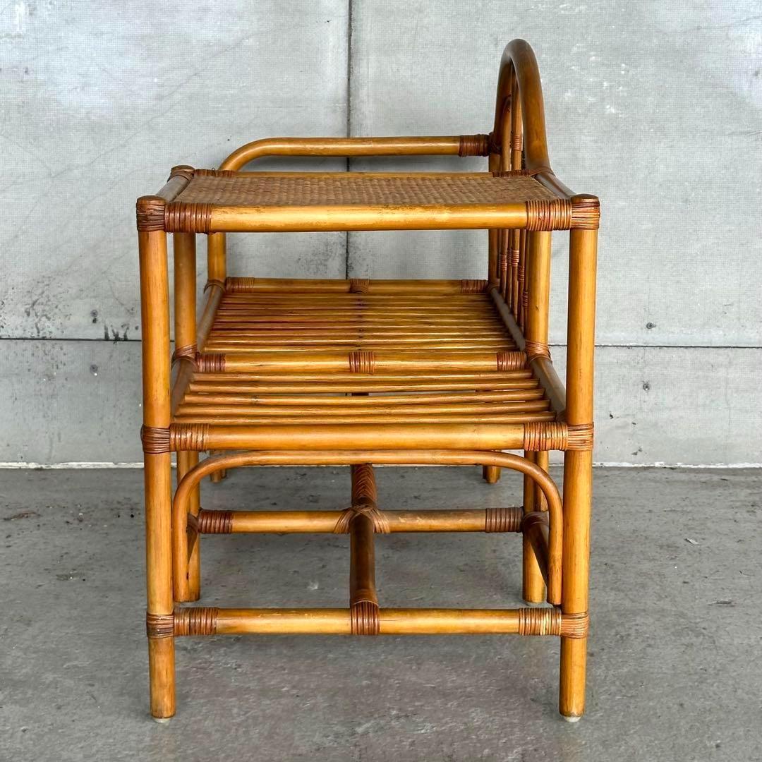 ✿ナチュラルラタンの風合い✿収納付き1人掛けベンチ♪