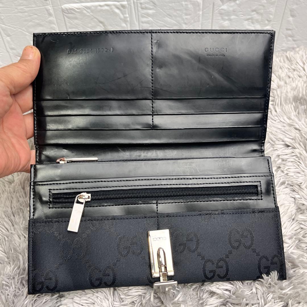 良品✨GUCCI 大きめGG ナイロン 長財布　ロゴクリップ　メンズ　レディース