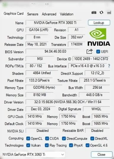【ジャンク】MSI RTX 3060 Ti VENTUS 2X OCV1 LHR