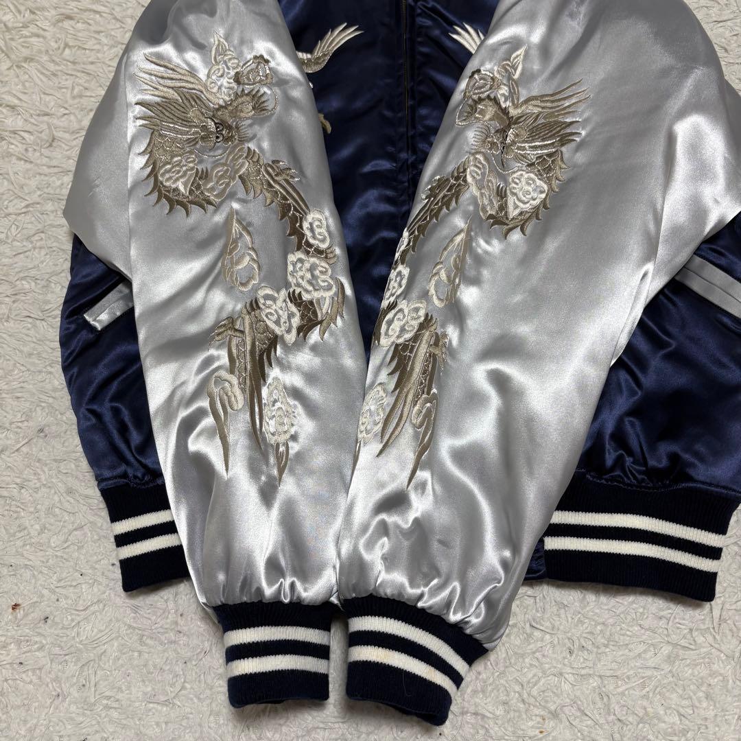 プリンス商会 55周年モデル スカジャン L ネイビー系×シルバー 刺繍 日本製