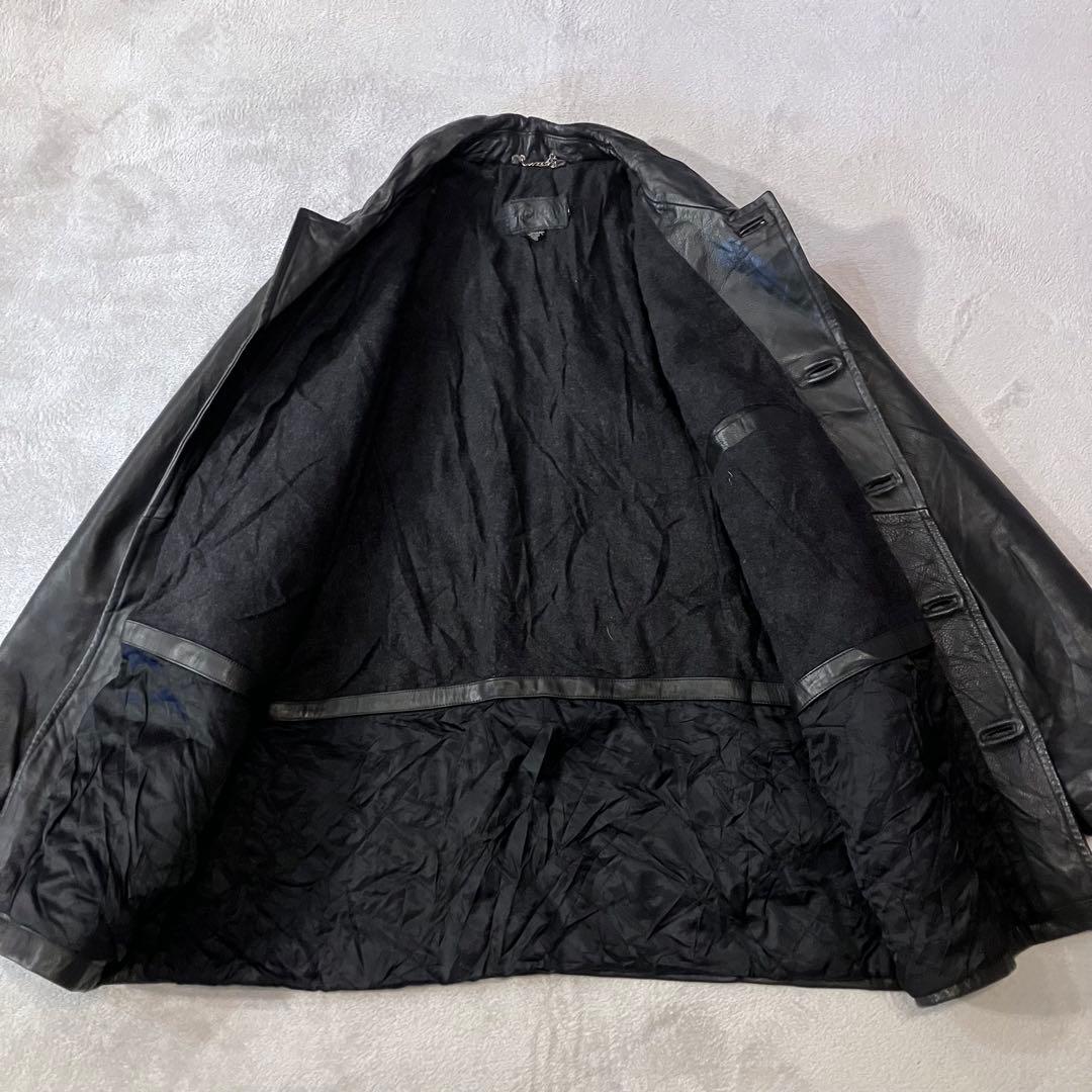 J.CREW 90s レザーカーコート　ボタンダウン　100%本革　ヴィンテージ