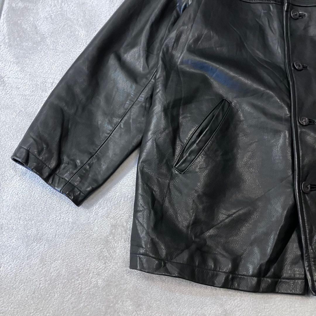 J.CREW 90s レザーカーコート　ボタンダウン　100%本革　ヴィンテージ