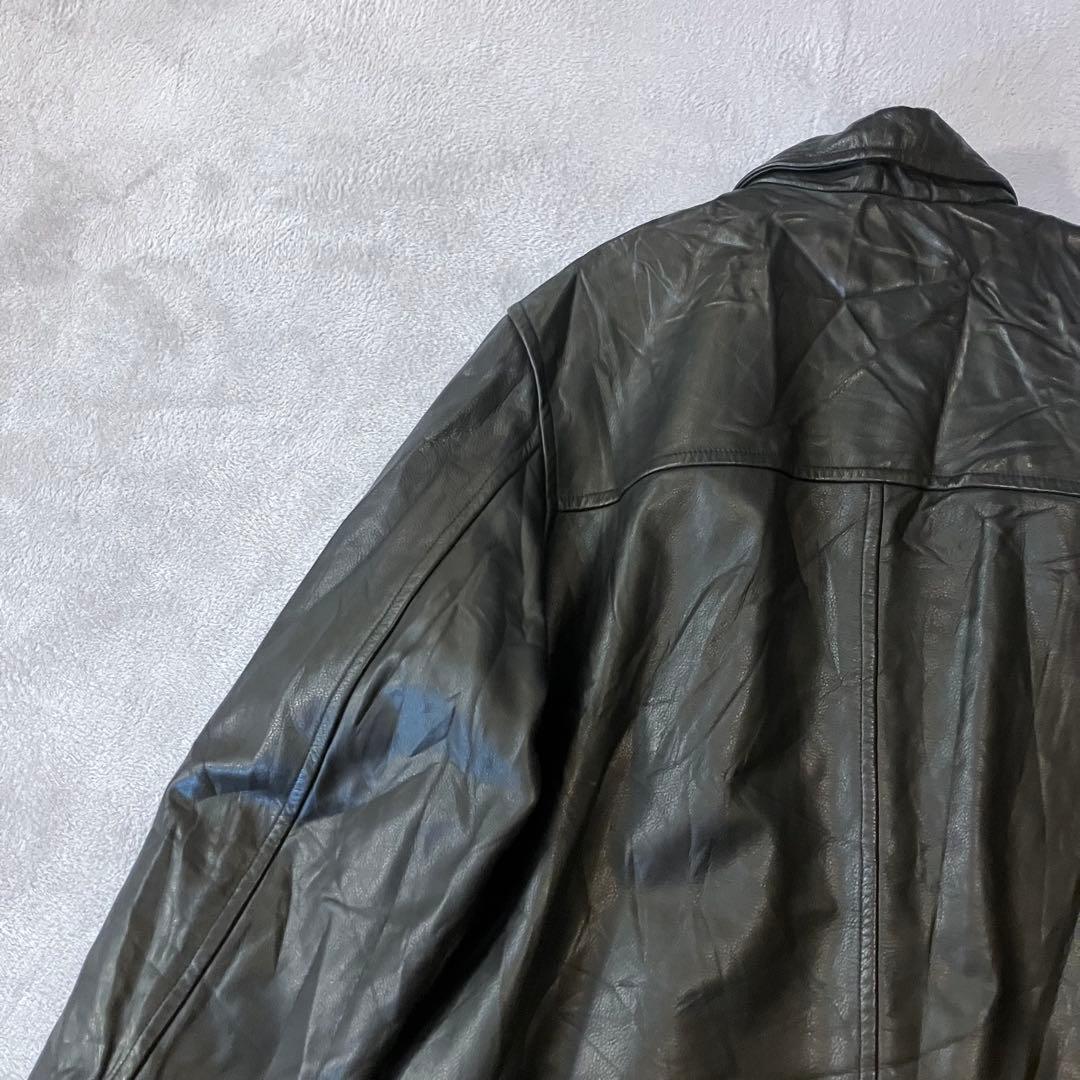 J.CREW 90s レザーカーコート　ボタンダウン　100%本革　ヴィンテージ