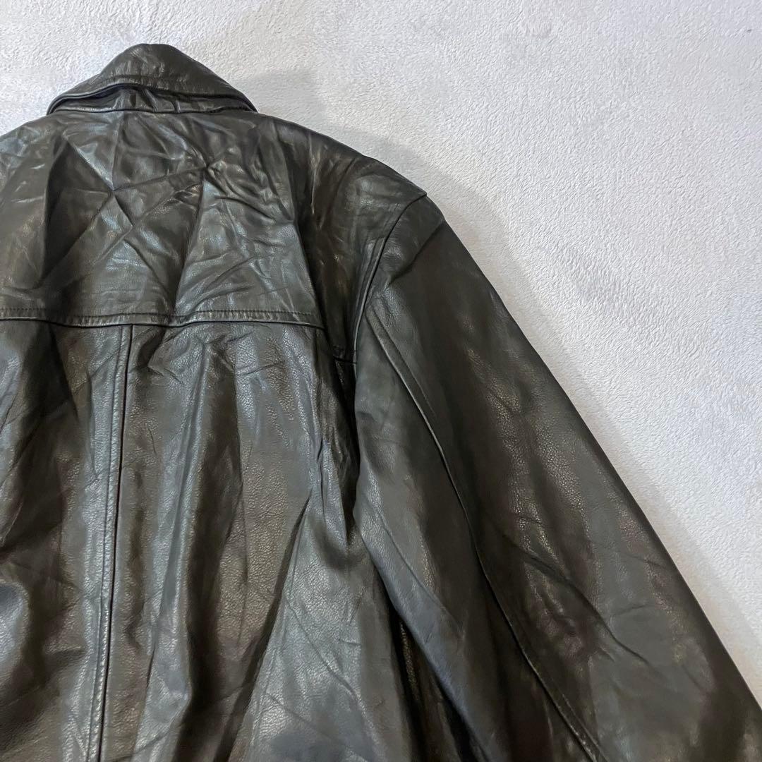 J.CREW 90s レザーカーコート　ボタンダウン　100%本革　ヴィンテージ
