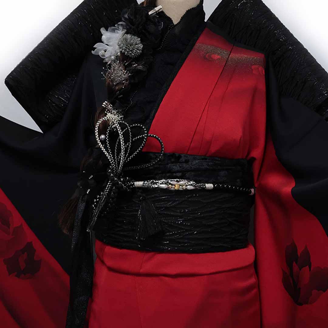 2026成人式まだ間に合います 振袖セット ◆トールサイズ赤黒フルセットJN53