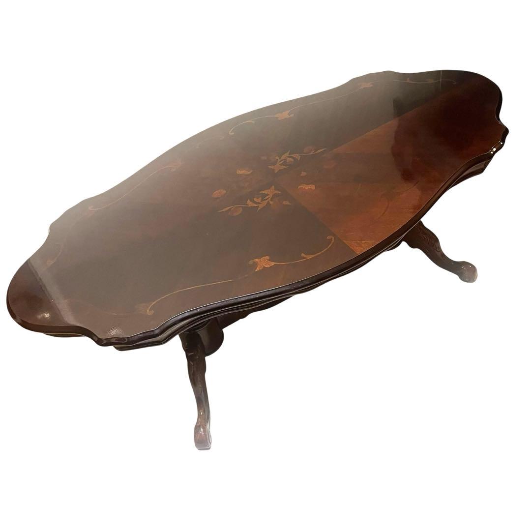 イタリア製　アンティーク　ローテーブル　象がん　象嵌　タロッコ社　テーブル