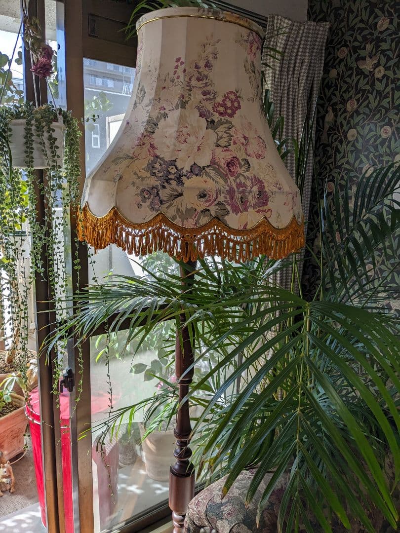 フロアスタンド　フロアランプ　ライト　ランプ　布シェード　アンティーク　レトロ