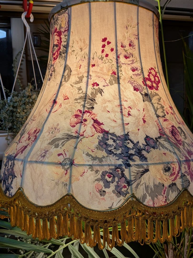 フロアスタンド　フロアランプ　ライト　ランプ　布シェード　アンティーク　レトロ