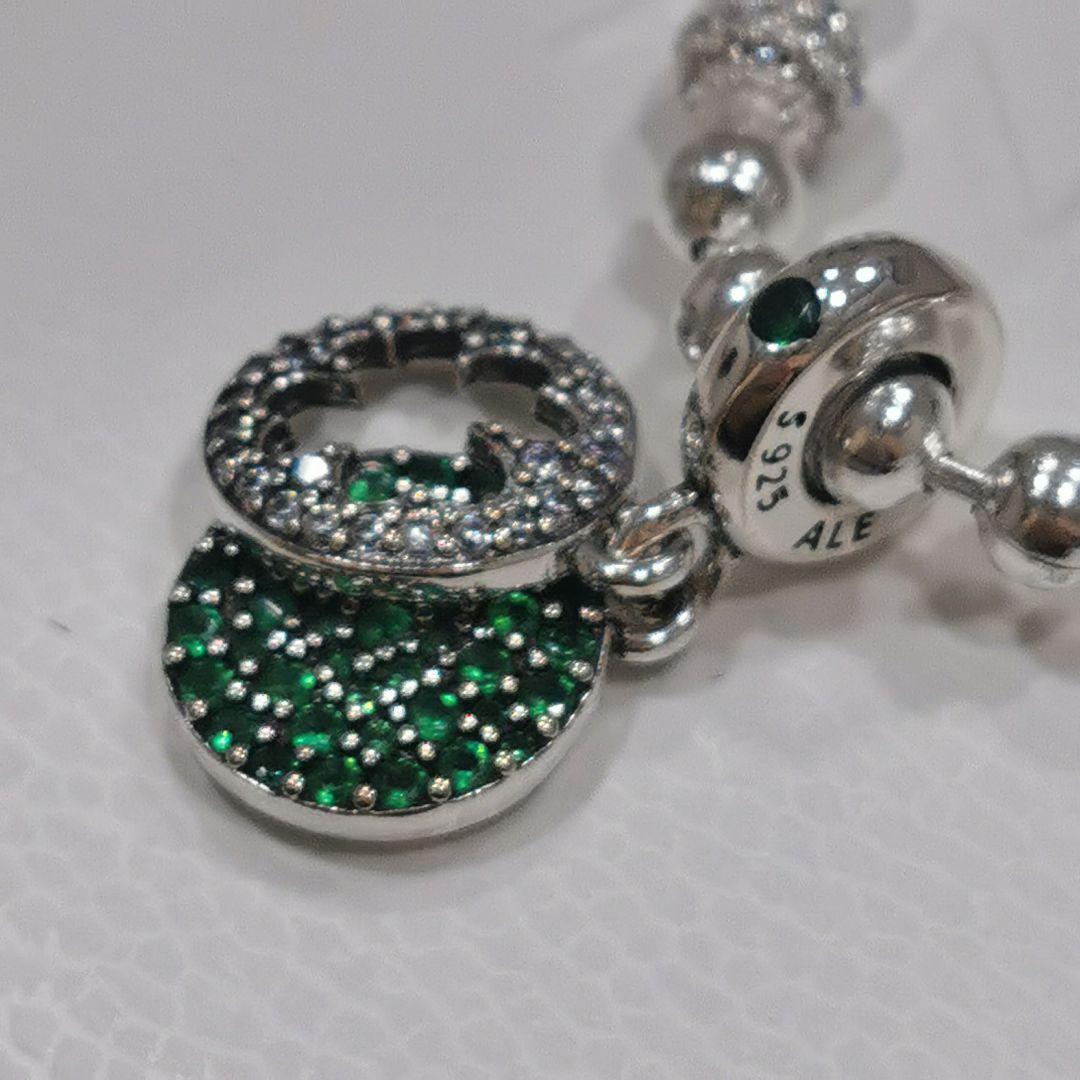 Pandora 緑色ストーンのビーズブレスレット カップルデー素敵なプレゼント