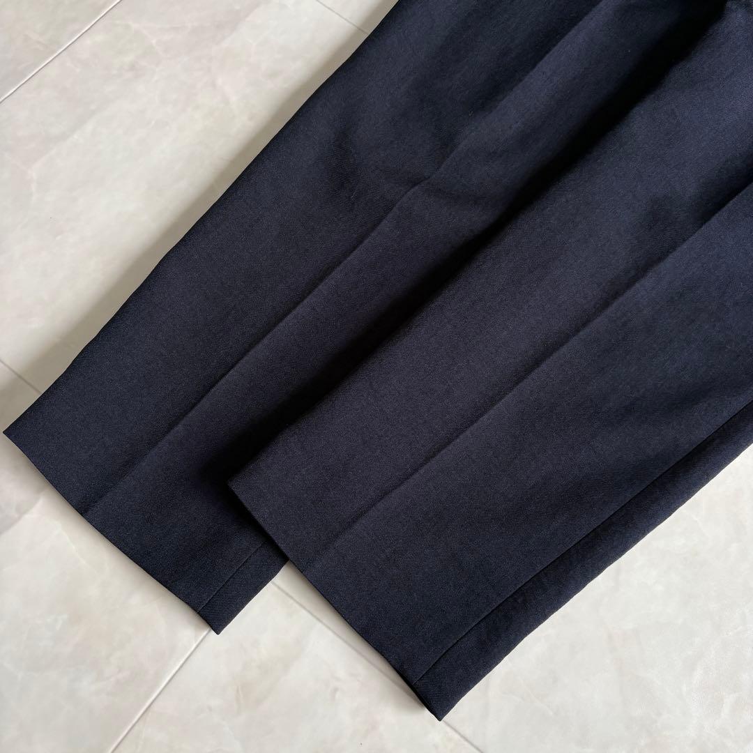 NATURAL BEAUTY BASIC ノーカラーパンツスーツ 紺 S/XS