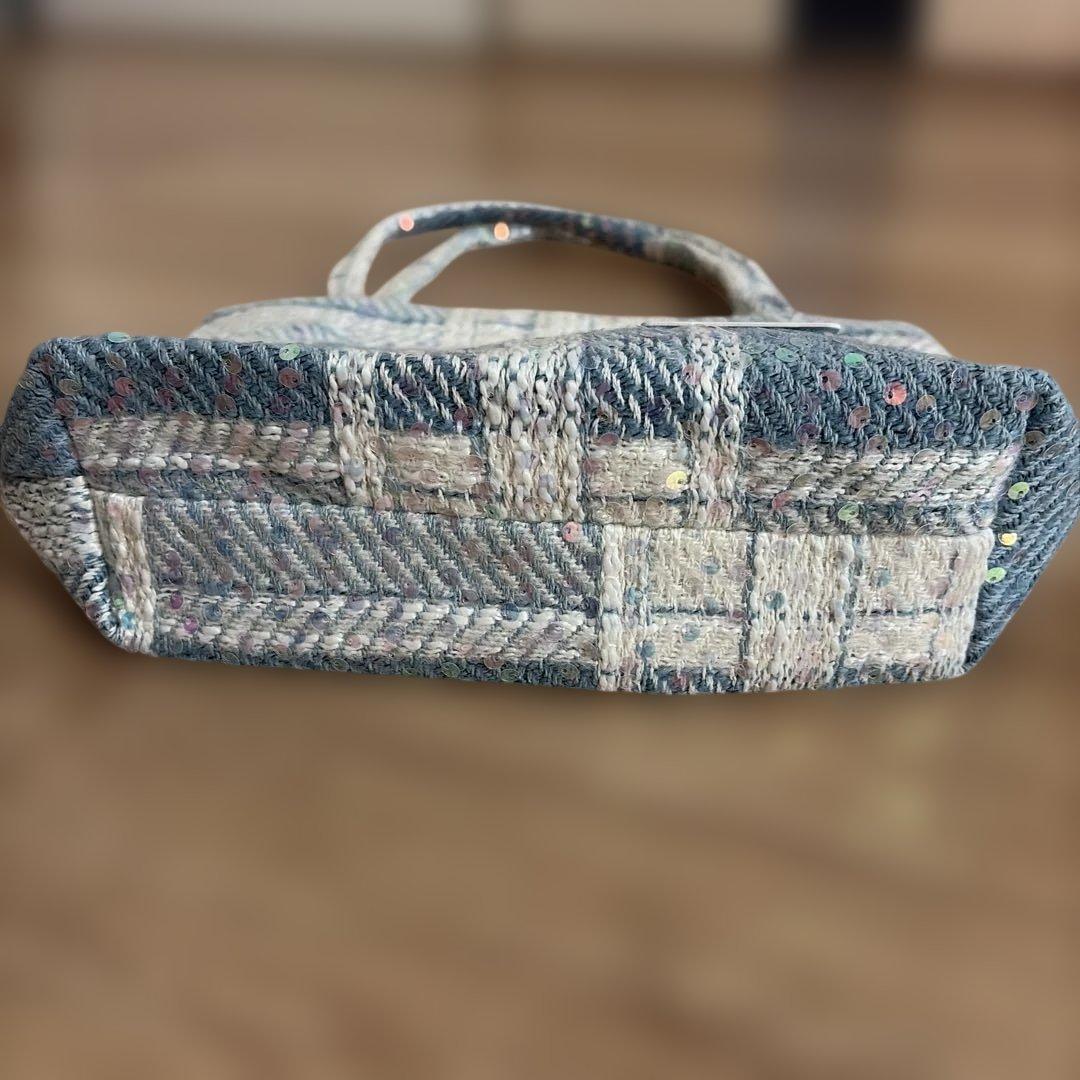 シャネル　ブルー系 スパンコールトートバッグ　ノベルティー