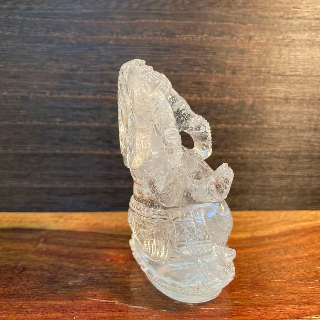 【ヒマラヤ水晶】ガネーシャ像｜天然石 彫刻品・置物・クリスタル（169g）