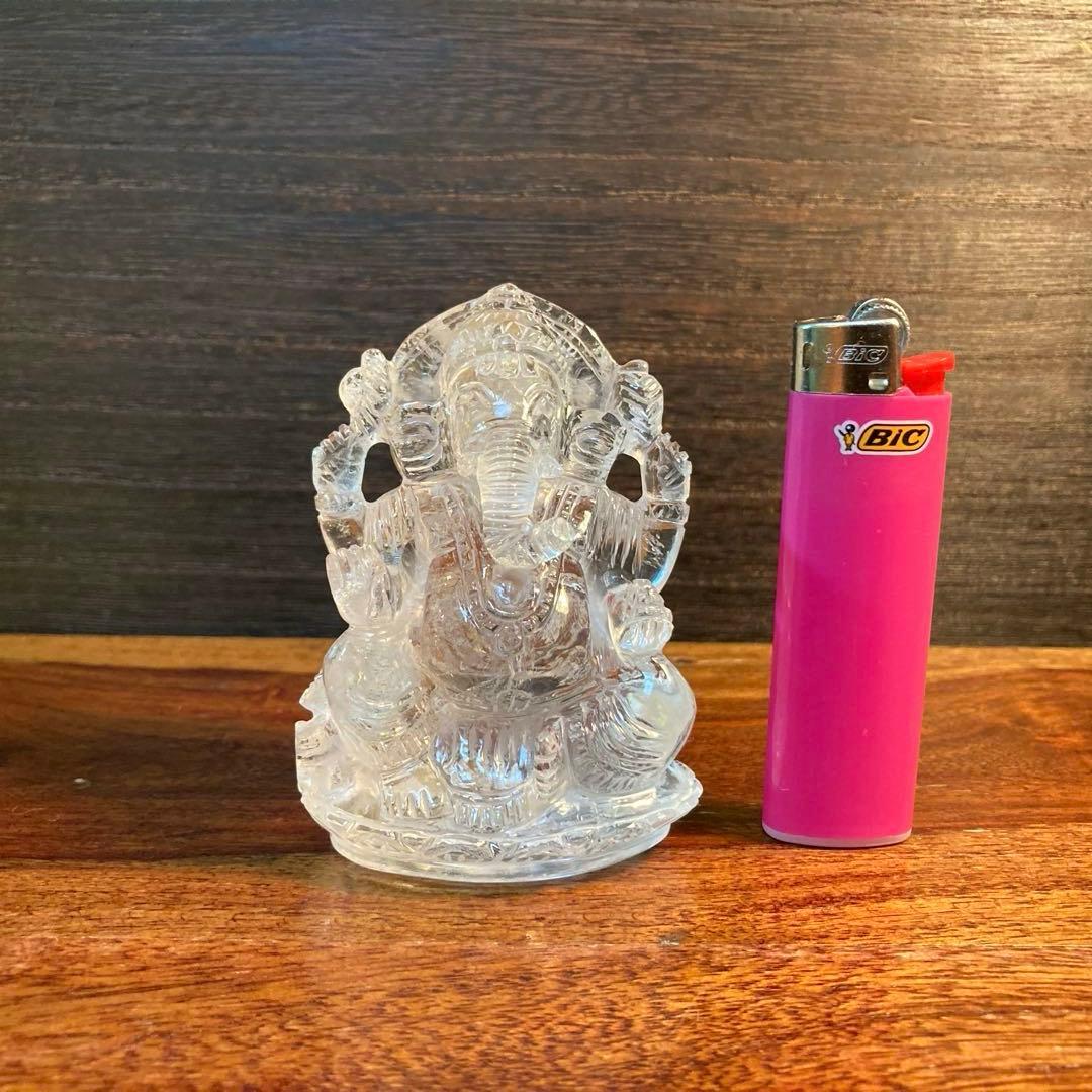 【ヒマラヤ水晶】ガネーシャ像｜天然石 彫刻品・置物・クリスタル（169g）