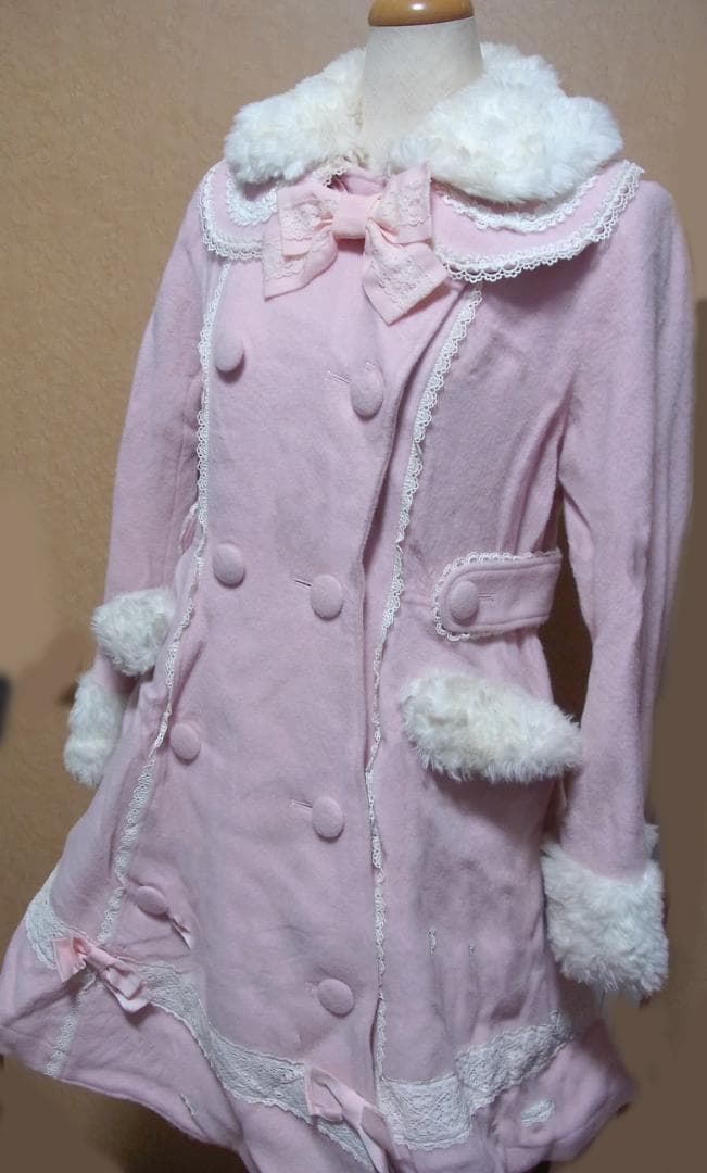 リボン付きメロディコート　ピンク