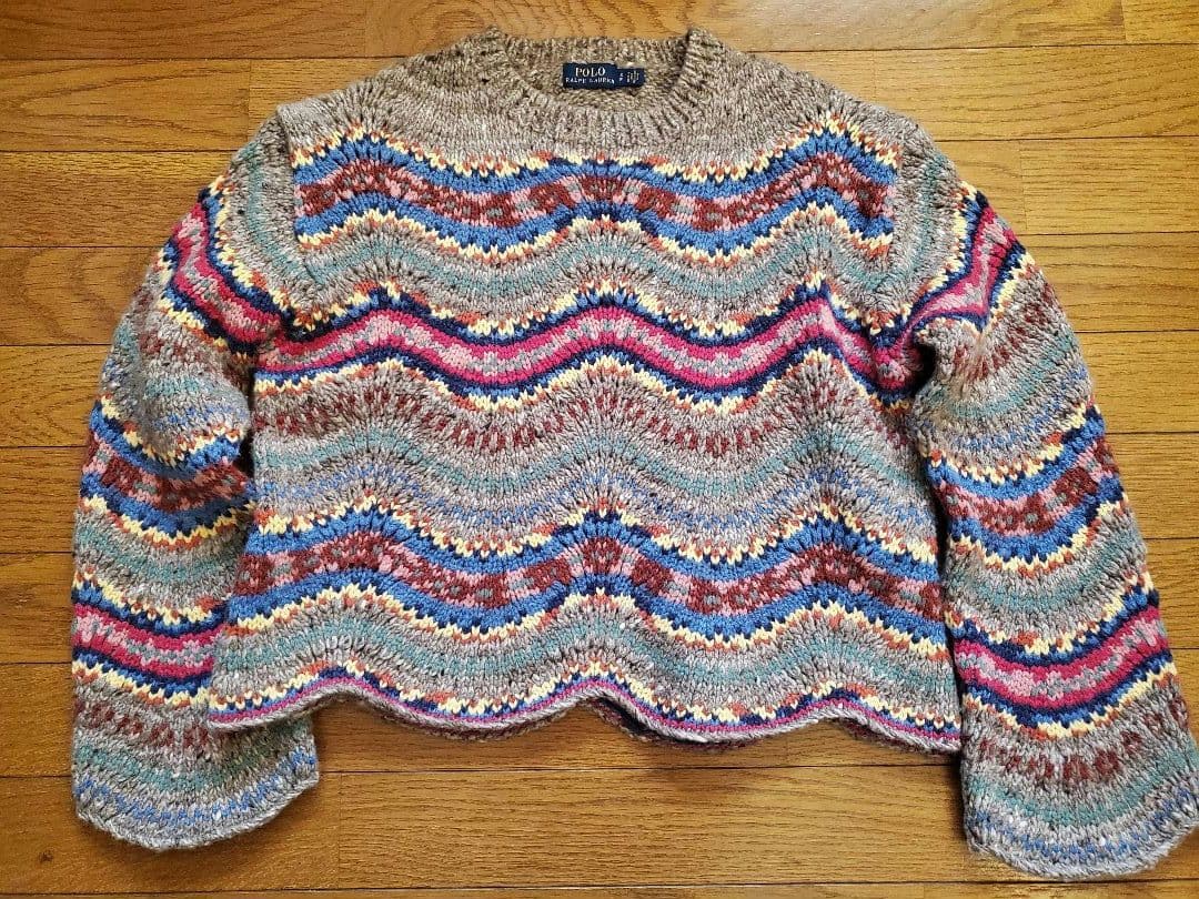 ラルフローレン　雑誌掲載　アルパカ混　マルチカラーデザインセーター　身幅５０