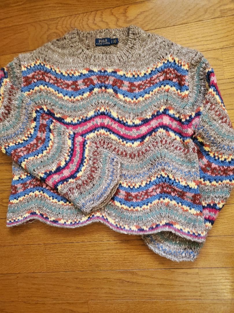 ラルフローレン　雑誌掲載　アルパカ混　マルチカラーデザインセーター　身幅５０