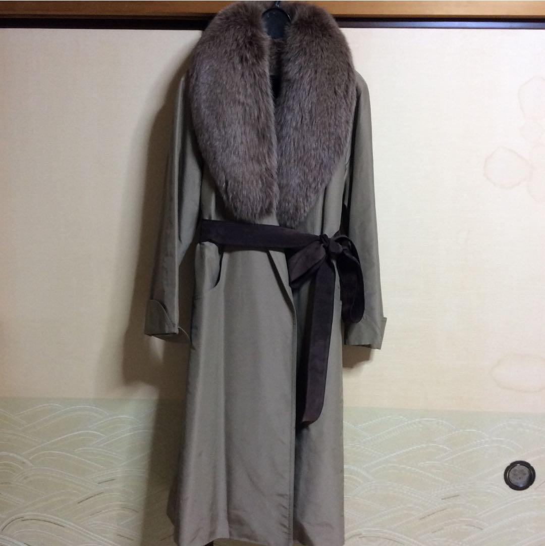 最終価格　高級品　フランス製　ロングコート30万以上 中毛皮つき取り外し可能