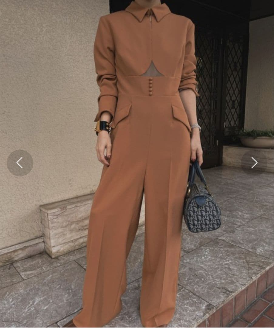 Ameri　UND BAL COLLAR FRONT OPEN JUMPSUIT