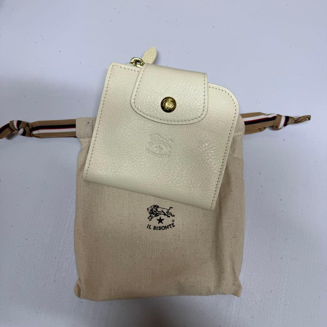 新品 イルビゾンテ 本革 ラウンド ウォレット 財布 L字 ホワイトミルク