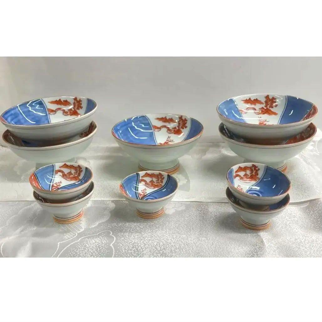 ５組　新品 高級 有田焼　染錦高台盛鉢セット　お正月