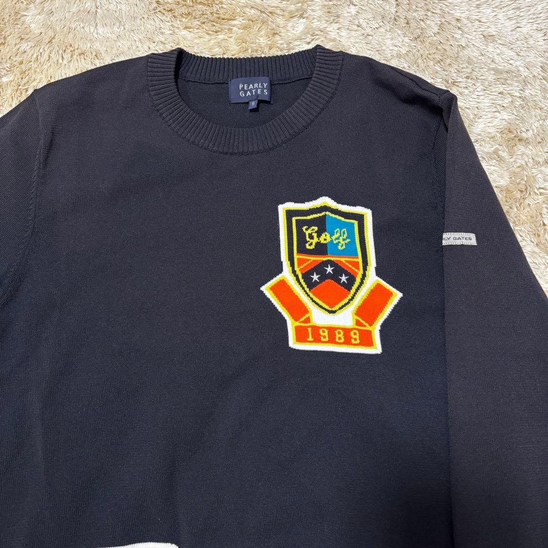 PEARLY GATES パーリーゲイツ クルーネックロゴニット ブラック 5