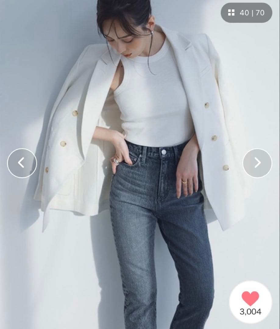 anuans グレー スリムデニム