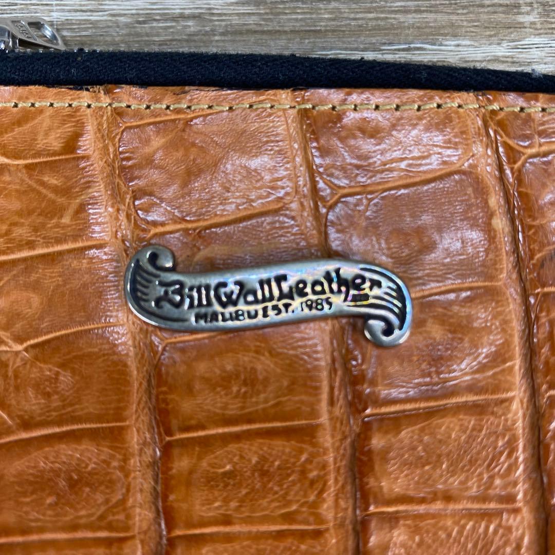 ビルウォールレザー　ケース ラウンドジップレザー クロコ　オレンジ