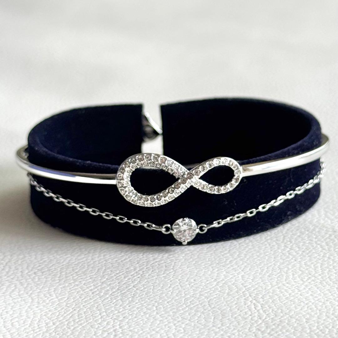 【未使用】スワロフスキー インフィニティ バングル ブレスレット 無限大