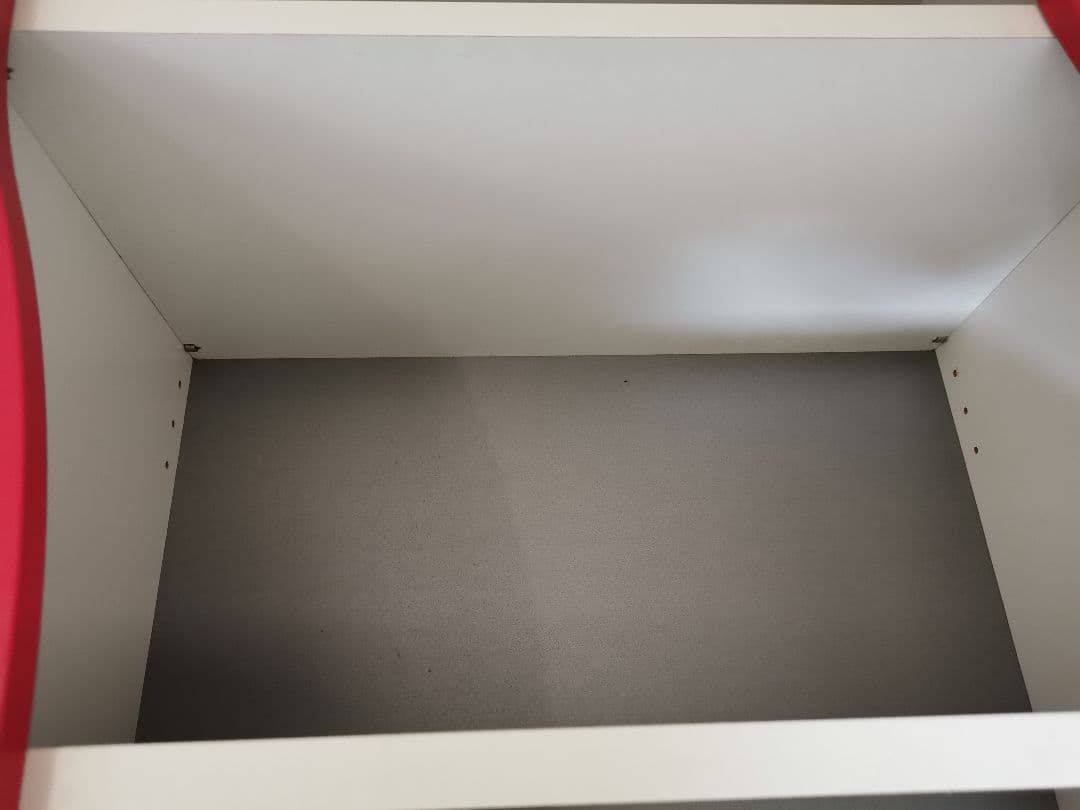 棚　本棚　波形デザイン木製ラック 4段 赤白　レトロ　高橋木工所　東京インテリア