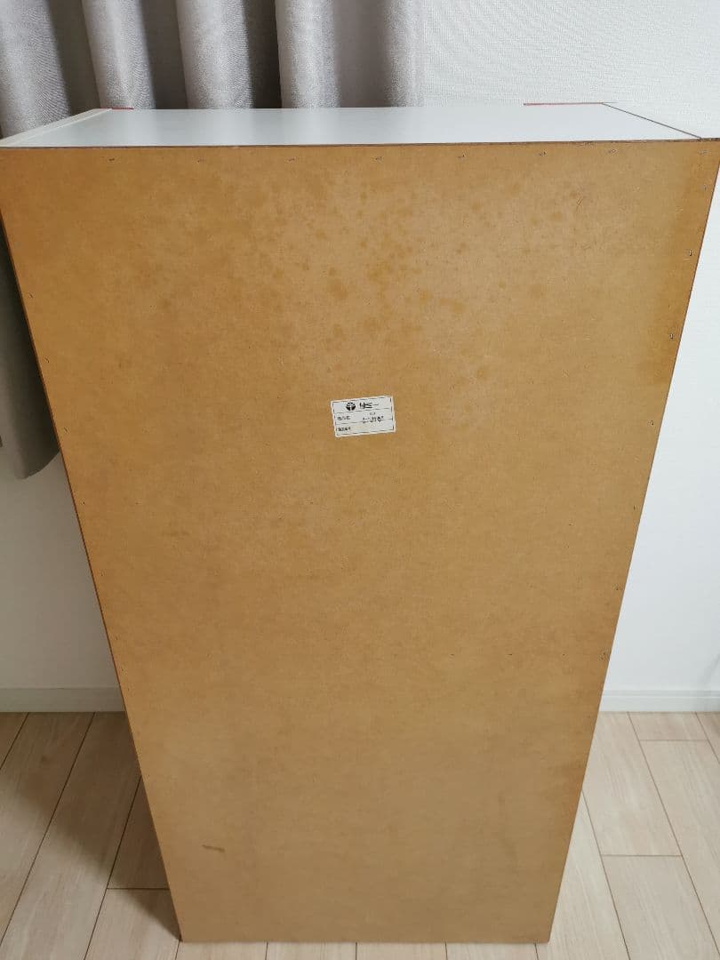 棚　本棚　波形デザイン木製ラック 4段 赤白　レトロ　高橋木工所　東京インテリア