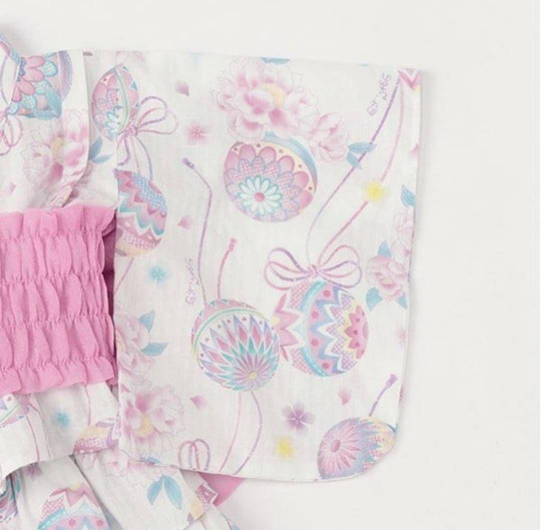 メゾピアノ 新品未使用 100cm 手鞠フラワー柄 浴衣ドレス セットアップ