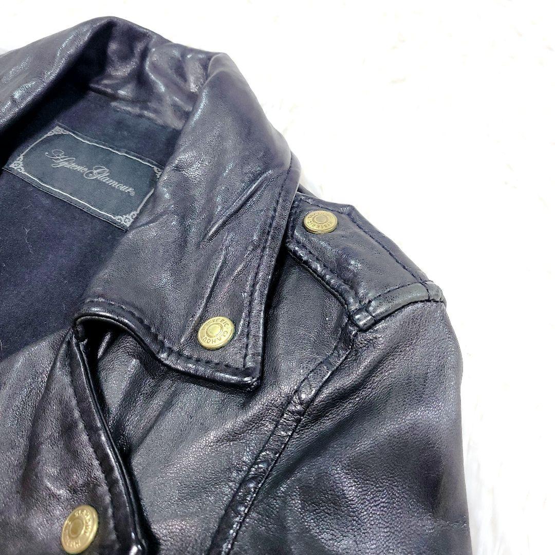 ヒステリックグラマー　ダブルライダース ジャケット 金ボタン ロゴ ベルト 羊革