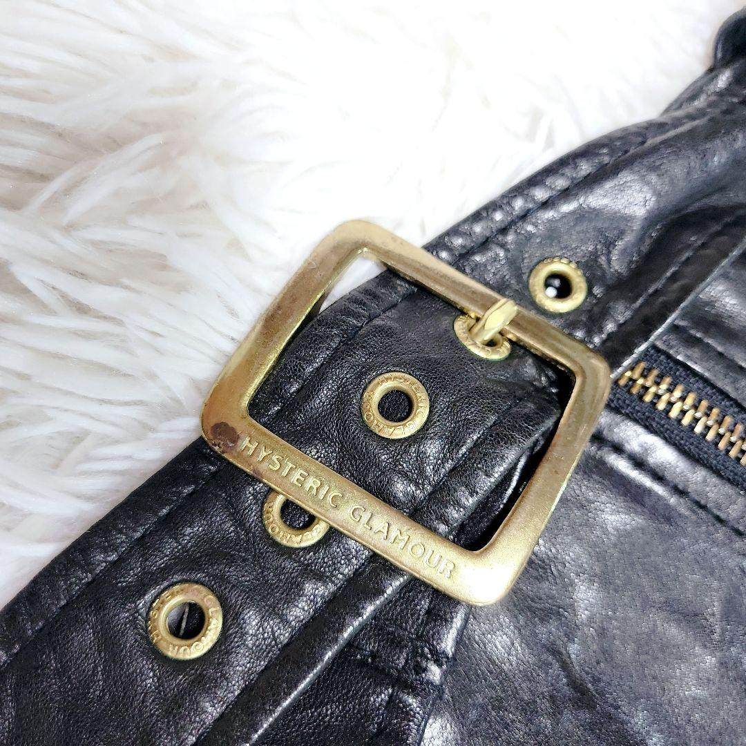 ヒステリックグラマー　ダブルライダース ジャケット 金ボタン ロゴ ベルト 羊革