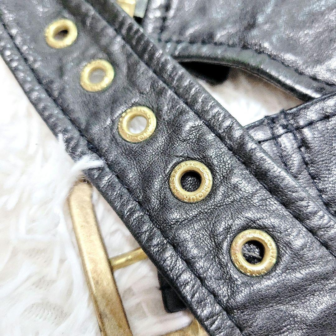 ヒステリックグラマー　ダブルライダース ジャケット 金ボタン ロゴ ベルト 羊革