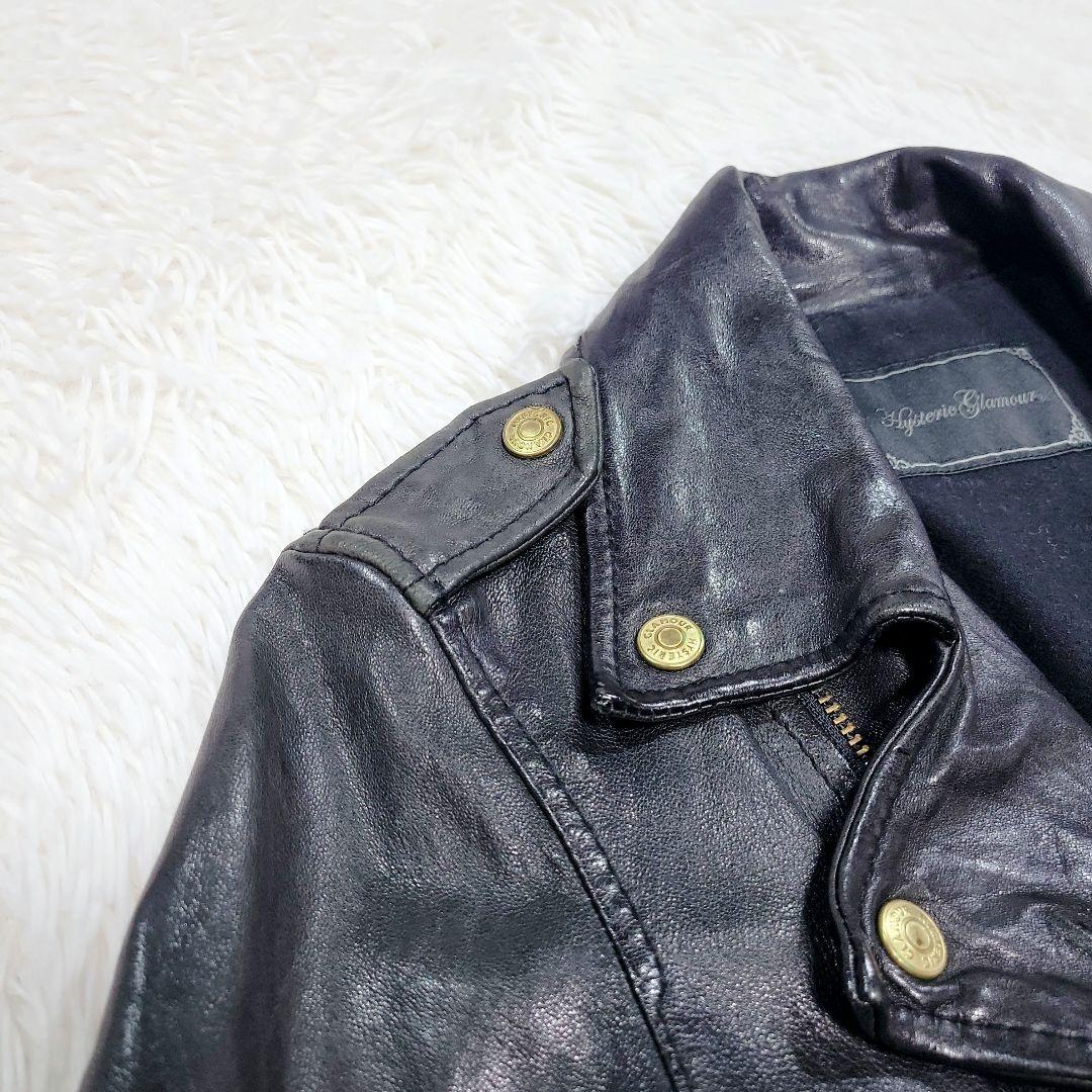 ヒステリックグラマー　ダブルライダース ジャケット 金ボタン ロゴ ベルト 羊革