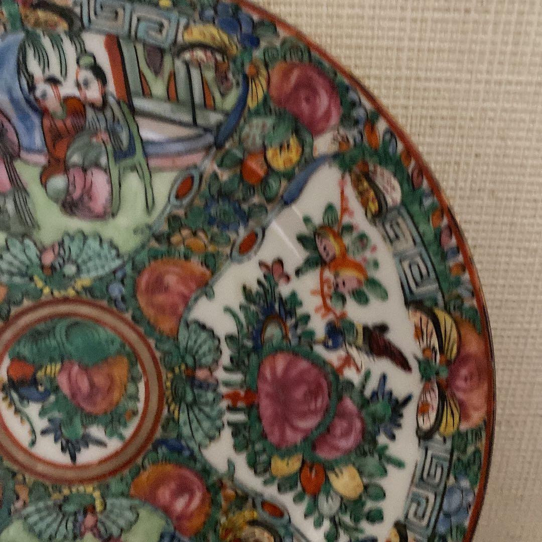 中国古い広彩皿、人物絵