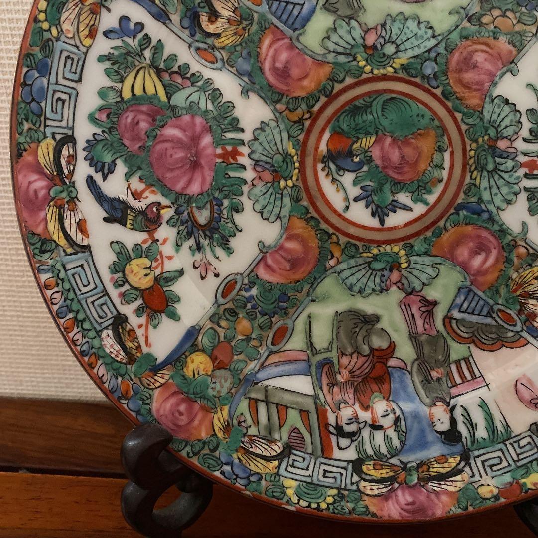 中国古い広彩皿、人物絵