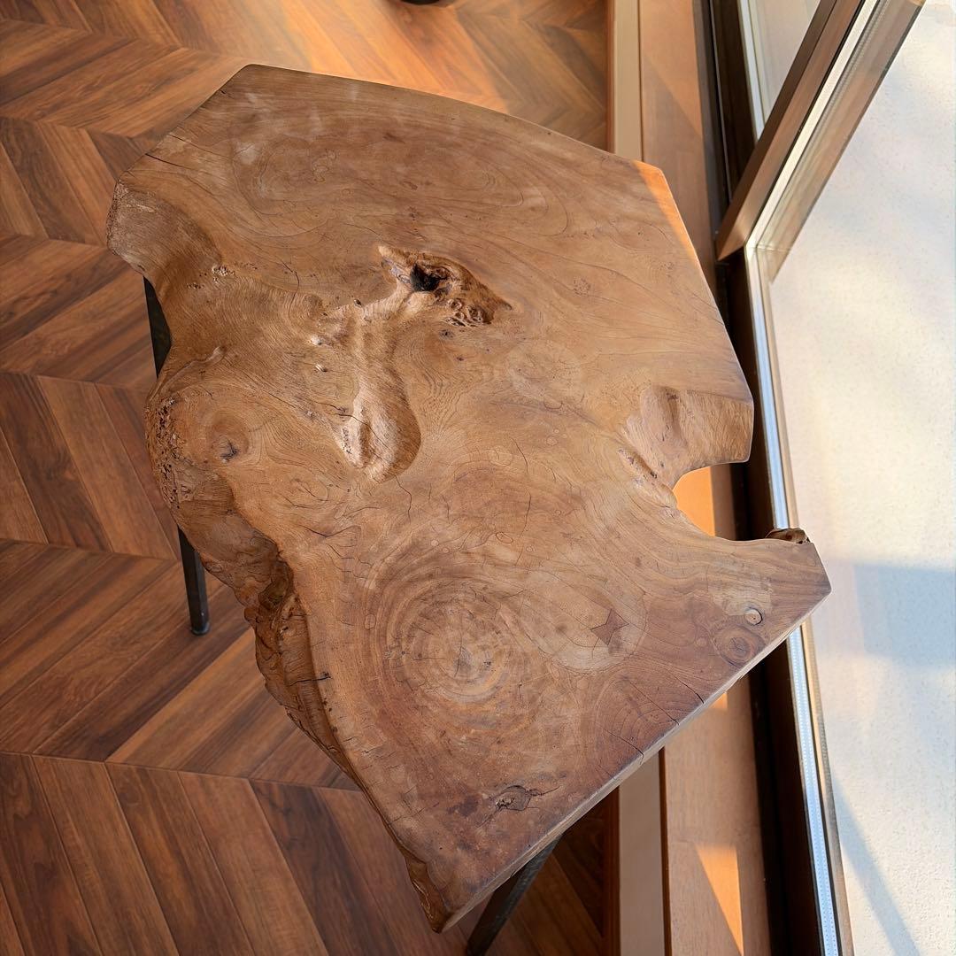 天然木一枚板　アイアンサイドテーブル