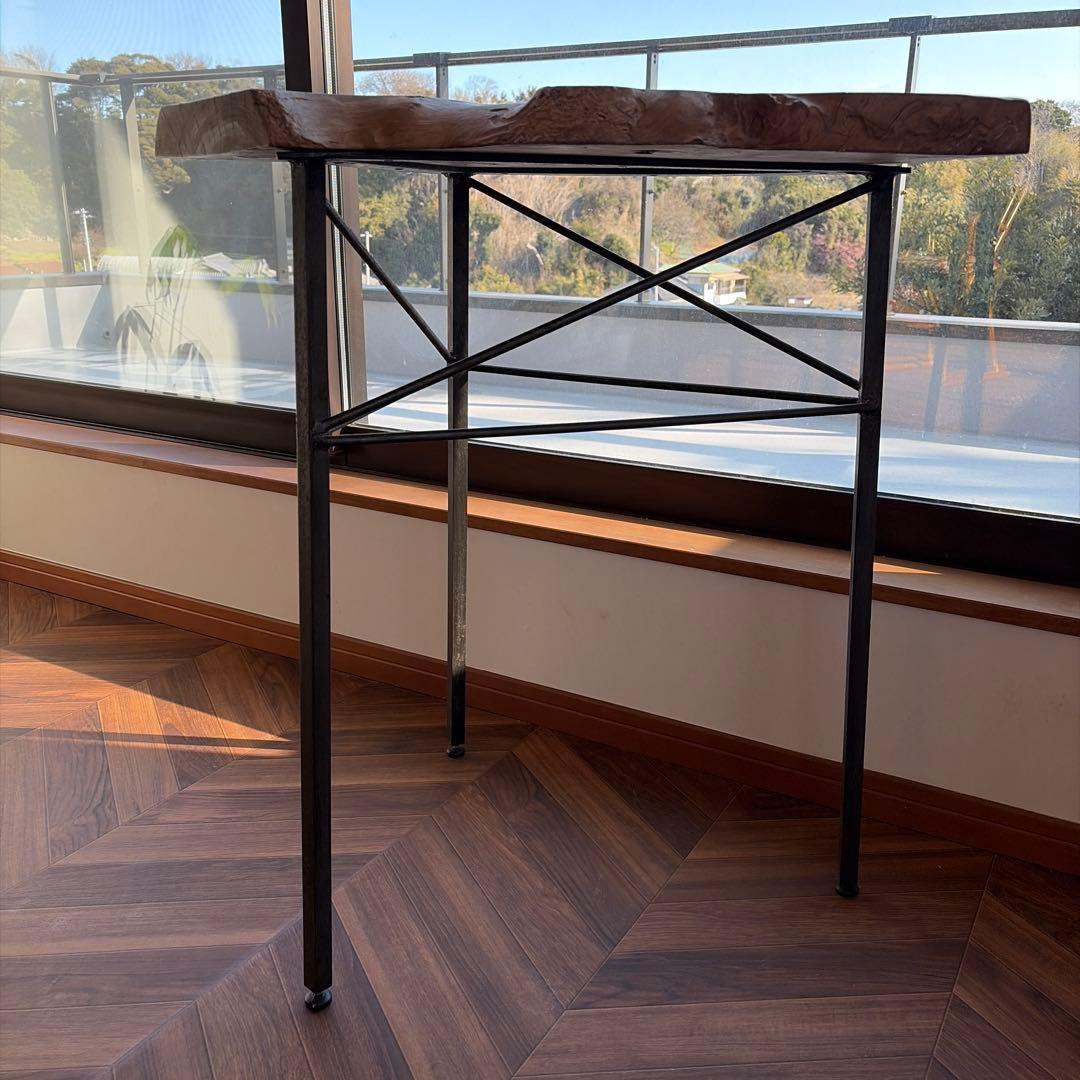 天然木一枚板　アイアンサイドテーブル