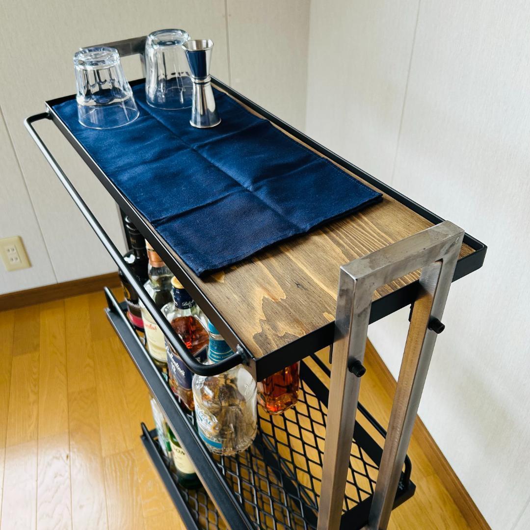 新年セール　インダストリアル　アイアンバーワゴン　ウィスキーラック　重厚溶接