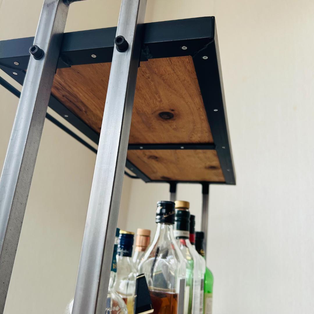 新年セール　インダストリアル　アイアンバーワゴン　ウィスキーラック　重厚溶接