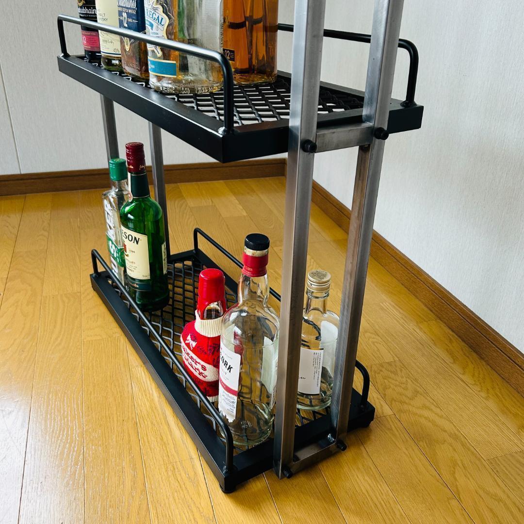 新年セール　インダストリアル　アイアンバーワゴン　ウィスキーラック　重厚溶接